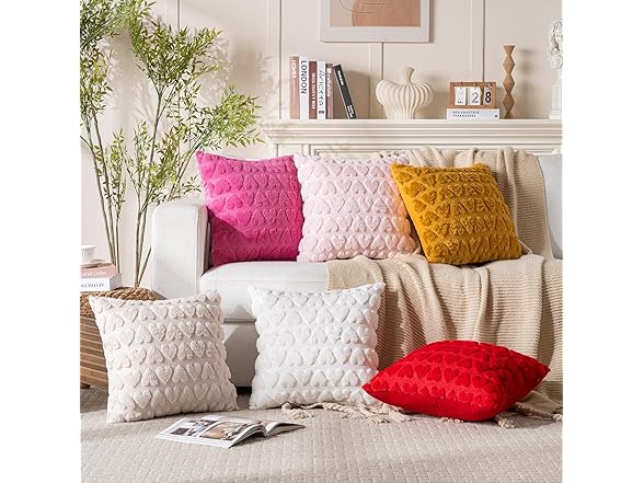 Heart Pillow Covers 18x18 inch Set of 2