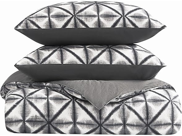 Vince Camuto Classic Shibori 100% Cotton Full/Queen Duvet Set