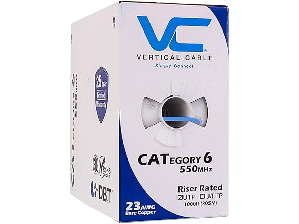 Vertical Cable Cat6, 550 MHz, UTP, 23AW