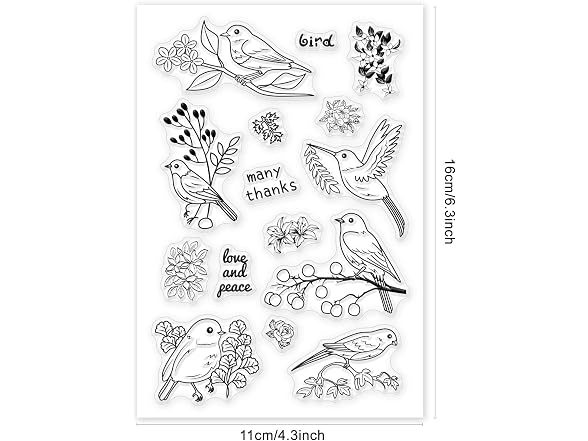 GLOBLELAND Bird Clear Stamps Silicone Stamp