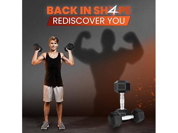 Cast Iron - Chrome Grip Hex Dumbbell - 50lbs - Single