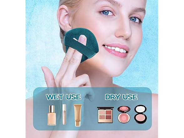 8 Pieces Triangle Powder Puff Peacock Blue