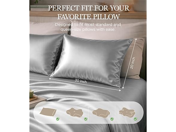 CloudCoz Satin Pillowcases Queen 2 Pack