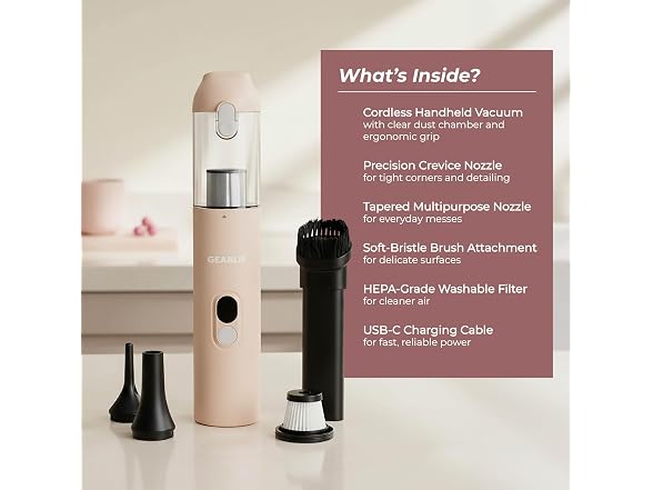 GEARLIE PortalVac, Handheld Rechargeable Vac