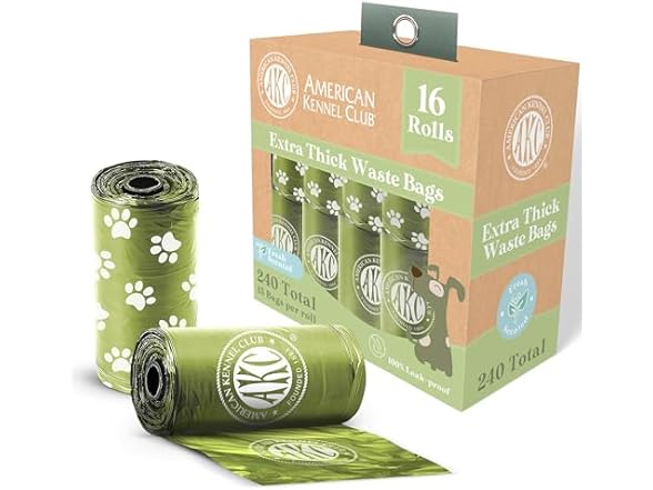 AKC Extra Thick Dog Poop Bags, 240 Count