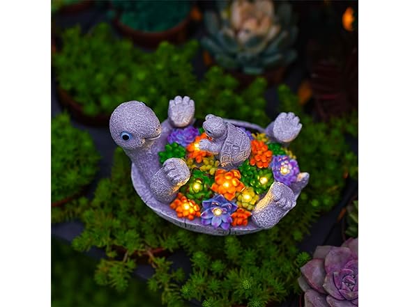 Pohabery Solar Turtle Figurines Garden Decor