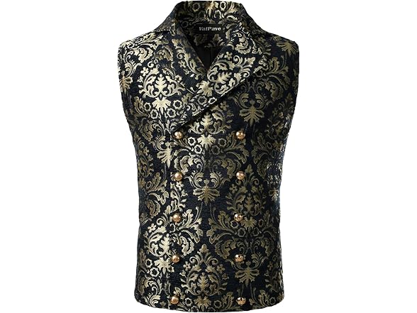 Vatpave Men (XXL) Victorian Gothic Vest Sv16-black