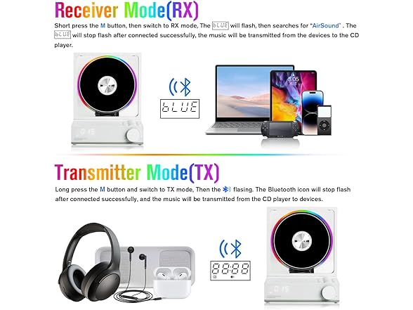 MANAYO Vertical CD Player Bluetooth Speaker
