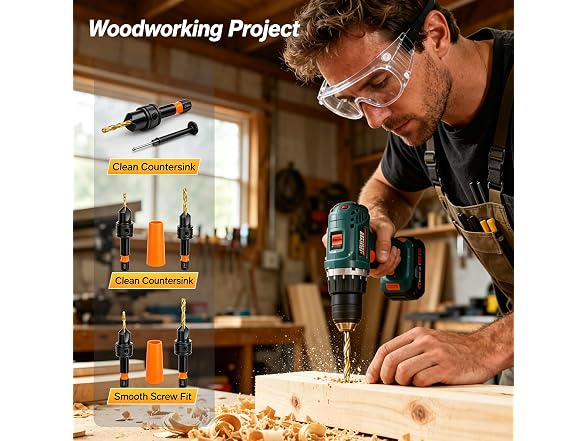 YJRNTY AAP-Tool-381 11pc Countersink Drill Bit Set
