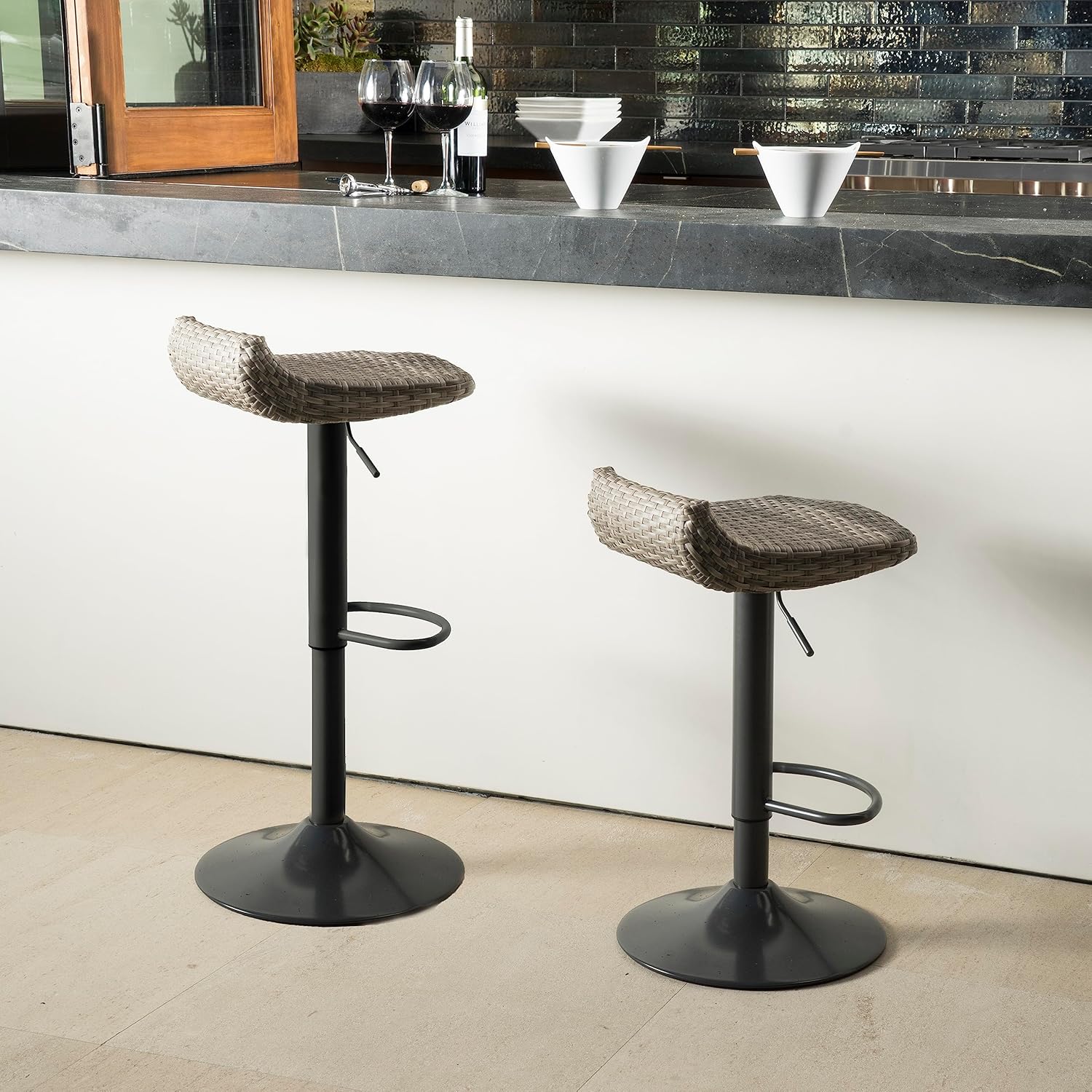 Cannes Woven Outdoor Barstool Set - Gallery 9