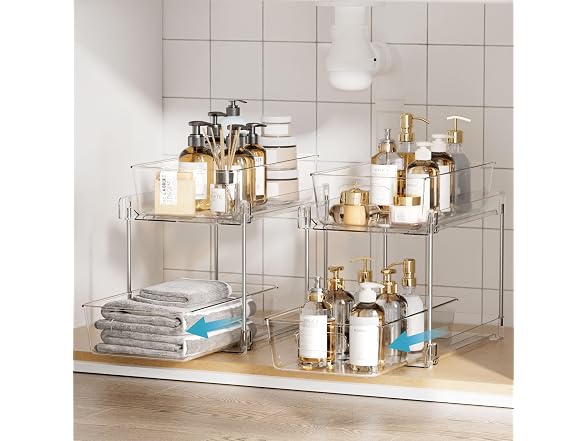 Vtopmart 2 Pack Pull Out Bathroom Under Sink Organizer