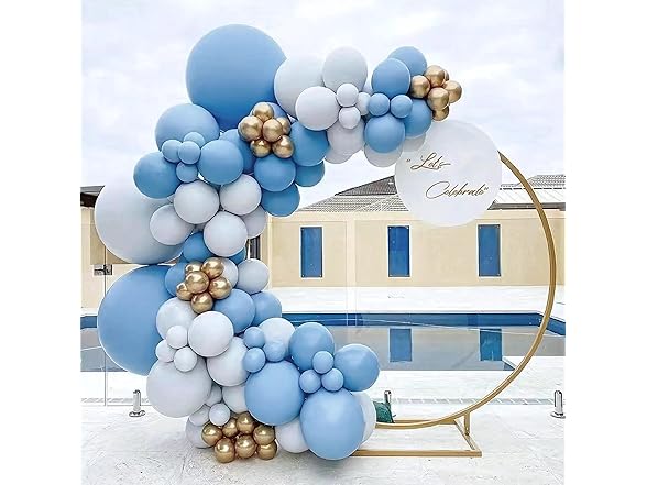 104pcs Baby Blue White Metallic Gold Party Garland