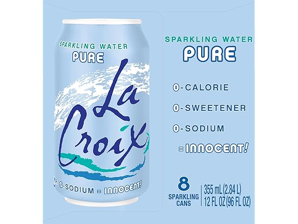 8PK LaCroix Sparkling Water, Pure, 12 Fl Oz
