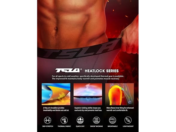 Tsla Men (M) Winter Baselayer Bottoms Pants