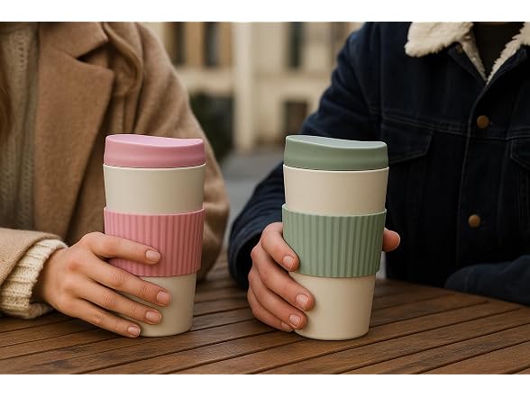Abode Homewares Mesa Hot Double Wall Travel Tumbler - Pink & Green - 20 oz - Set of 2