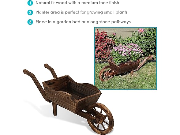 Sunnydaze Decor DSL-674 Wheelbarrow Garden Planter