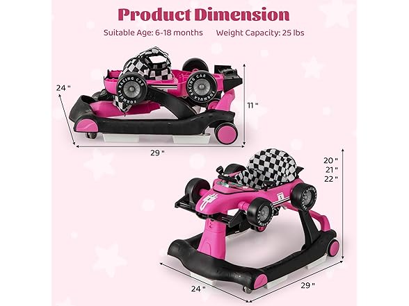 GLACER Foldable Baby Walker, 4-in-1