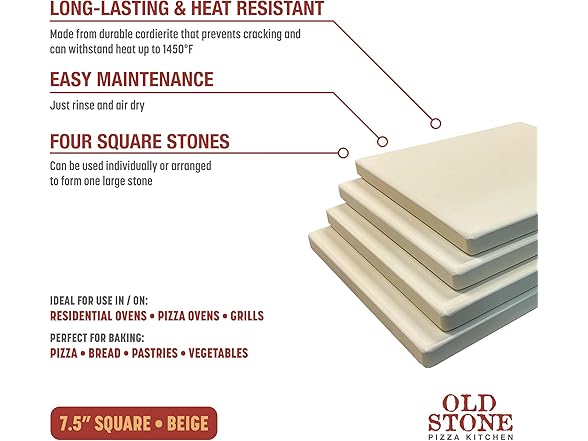 Old Stone 4Pc Rectangle Pizza Stone Set