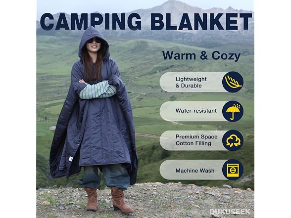 DUKUSEEK Waterproof Stadium Blanket Blue