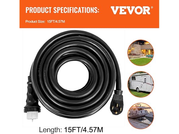 15FT Generator Power Cord 50-Amp 125/250-volt