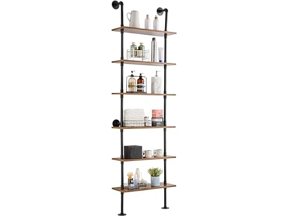 Industrial Pipe Shelf, 6 Tier 24x9.84in
