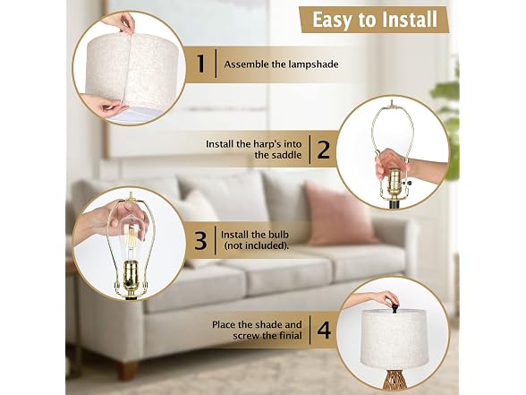 VerRon Rattan Table Lamps 2 Pack