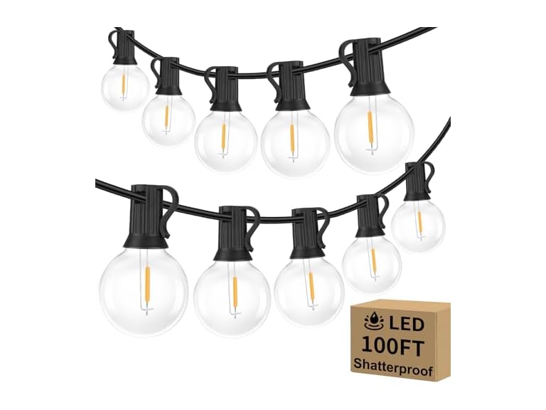 Outdoor G40 LED Globe String Lights Dimmable Waterproof 100ft - Gallery 2