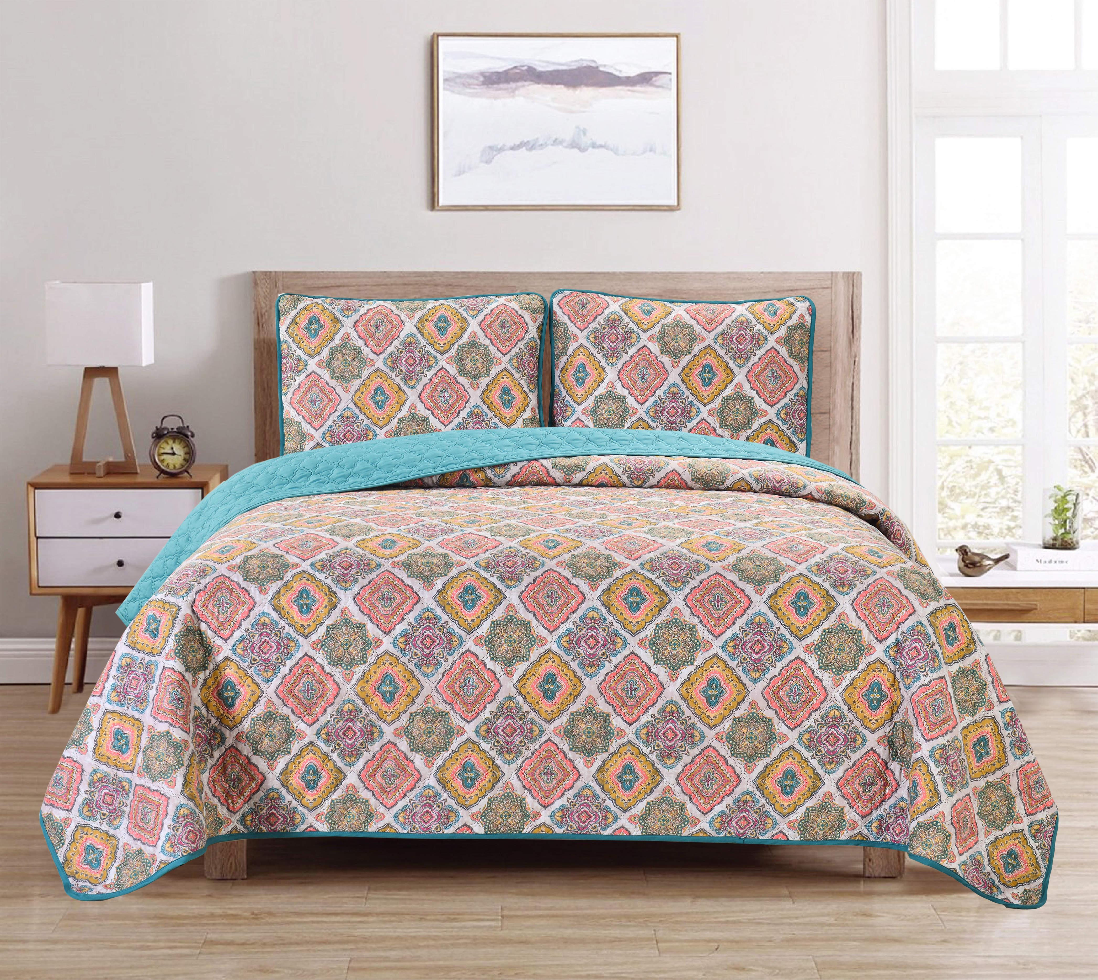 Reversible Printed Quilt Set (3 Piece) - Gallery 9