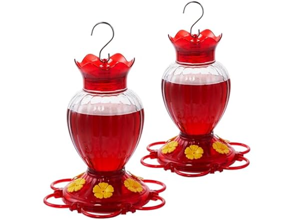 2 Plastic Hummingbird Feeders for Outdoors