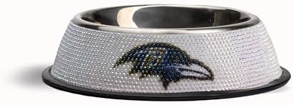 The Memory Company Officially Licensed Stainless Steel Pet Bowl, Premium Bling Team Logo Dog & Cat Food & Water Dish, Non-Slip Rubber Base, for Large/Small Breeds