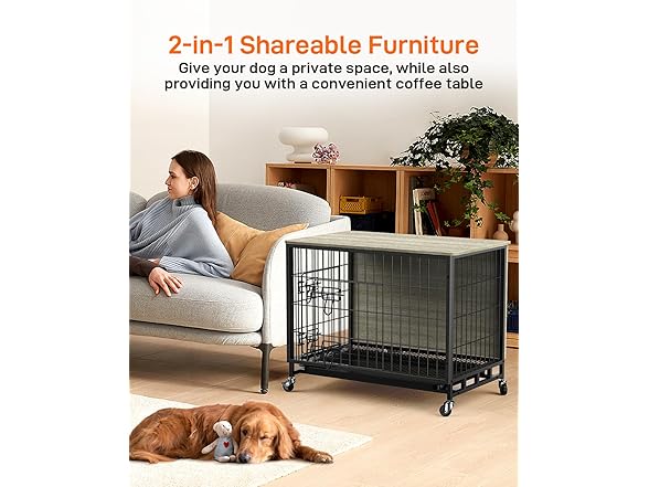 GAOMON 38.6" Double-Doors Dog Kennel
