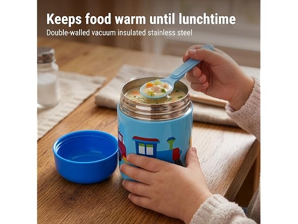 Wildkin Kids 10 oz Insulated Food Jar, Trains, Planes & Trucks