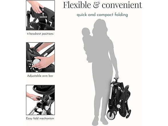 Evolur volur Velo Rider Travel Stroller – Compact, Lig