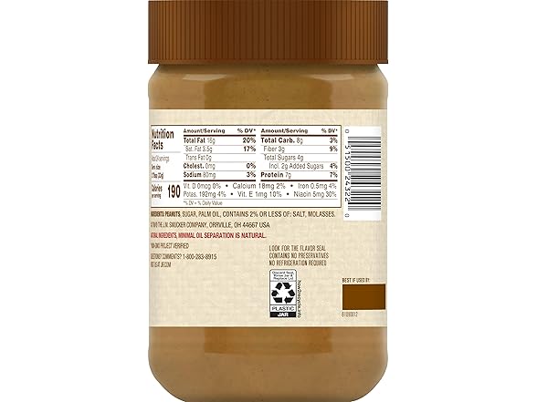 Jif Natural Creamy Peanut Butter Spread, 28 Oz