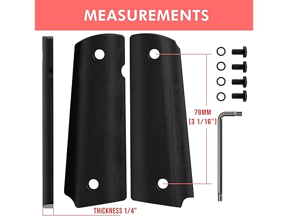 Horlax 1911 Wood Grips, Full Size, Black