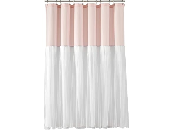 Lush Decor Tulle Skirt Colorblock Shower Curtain