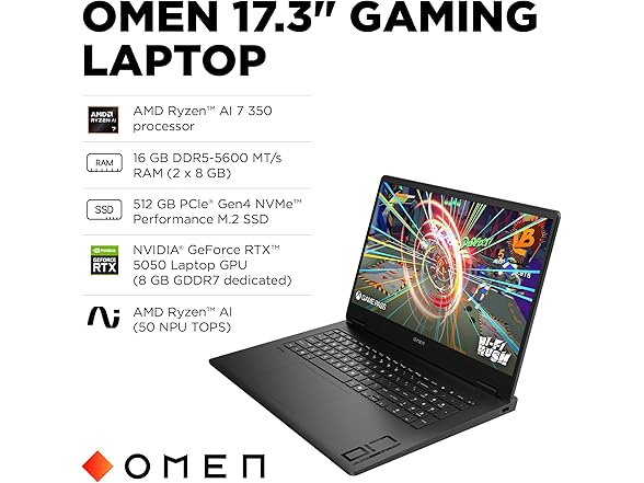 HP OMEN 17.3" FHD AMD Ryzen 7 350 Laptop