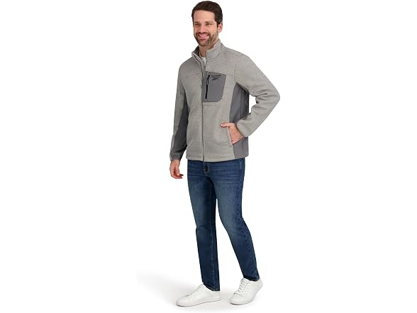 Reebok Men Mock Neck Zip-up Textured Fleece Jacket