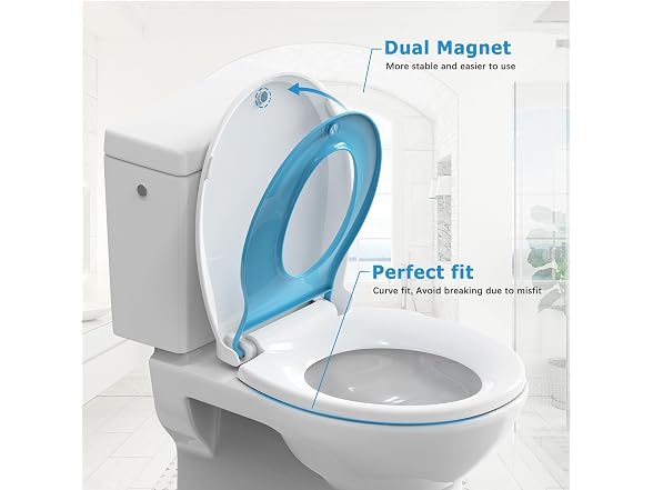Toilet Seat Round White w Blue