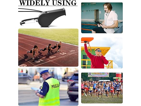 FlyCoco Black Sport Coach Whistle 6PCS