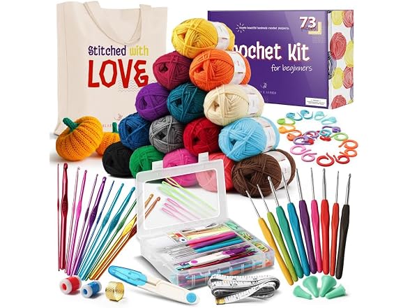 Hearth & Harbor Crochet Kit with Crochet Hooks Yarn Set