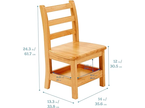 ECR4Kids Ladderback Chair w/Storage, 2Pk