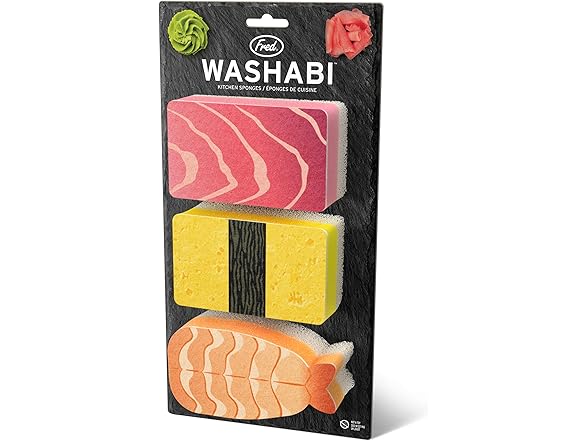Genuine Fred WASHABI Sponges, Set of 3, Sushi Assortment