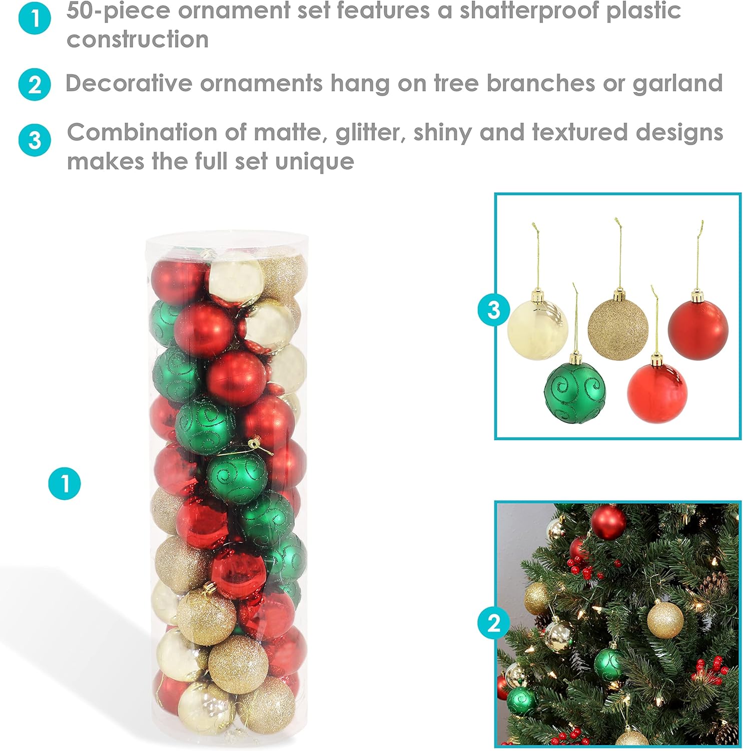 Sunnydaze Decor 50pc Ornament Set - Gallery 11