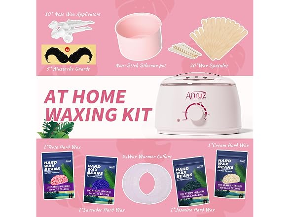 Anruz Wax Warmer Kit, 57 Accessories