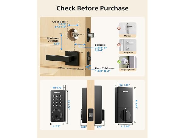 Philips DDL242X-15HW WiFi Smart Keypad Deadbolt