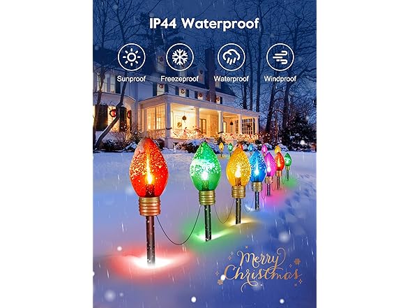 Christmas Lights Jumbo C9 Outdoor Lawn Decorations, 2 Pack