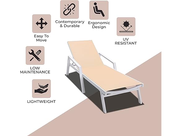 LeisureMod MLAW-77LBR Marlin Chaise Lounge Light Brown