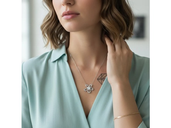 Moissanite Diamond Flower Necklace