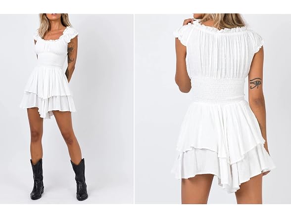 R.Vivimos Women (S) Summer Puff Sleeves Dresses